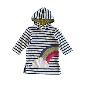 2-3Y Mjni Boden Rainbow Striped Toweling Hoodie